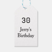 30th birthday bold letter name date simple minimal ギフトタグ (正面)