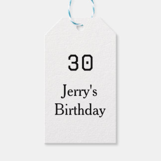 30th birthday bold letter name date simple minimal ギフトタグ