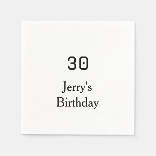 30th birthday bold letter name date simple minimal スタンダードカクテルナプキン (正面)