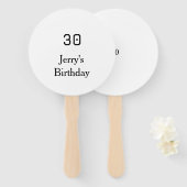30th birthday bold letter name date simple minimal ハンドファン (正面&裏面)
