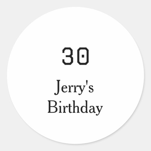 30th birthday bold letter name date simple minimal ラウンドシール (正面)