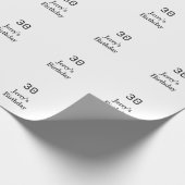 30th birthday bold letter name date simple minimal ラッピングペーパー (角)