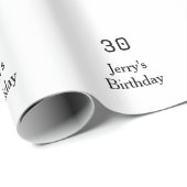 30th birthday bold letter name date simple minimal ラッピングペーパー (ロールコーナー)