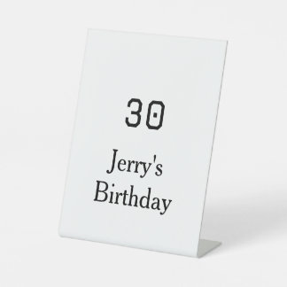 30th birthday bold letter name date simple minimal 台座サイン