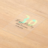 30th birthday bold letter pastel yellow black retr アクリル招待状 (レイダウン)