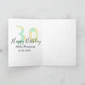30th birthday bold letter pastel yellow black retr カード (内部)