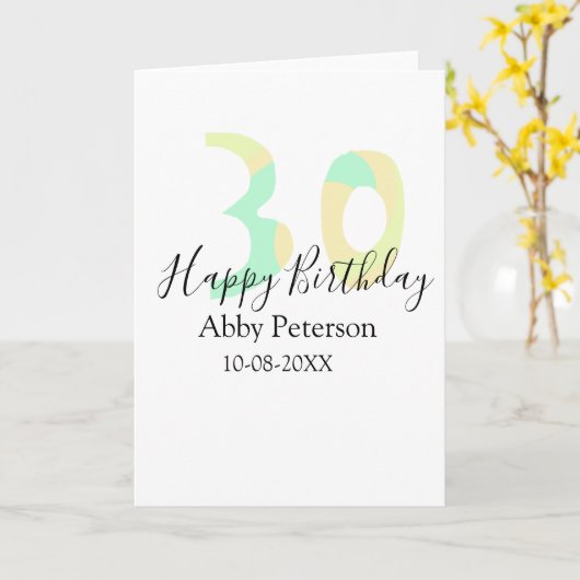 30th birthday bold letter pastel yellow black retr カード (黄色い花)