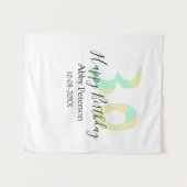 30th birthday bold letter pastel yellow black retr タペストリー (正面(横))