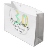 30th birthday bold letter pastel yellow black retr ラージペーパーバッグ (裏面アングル)