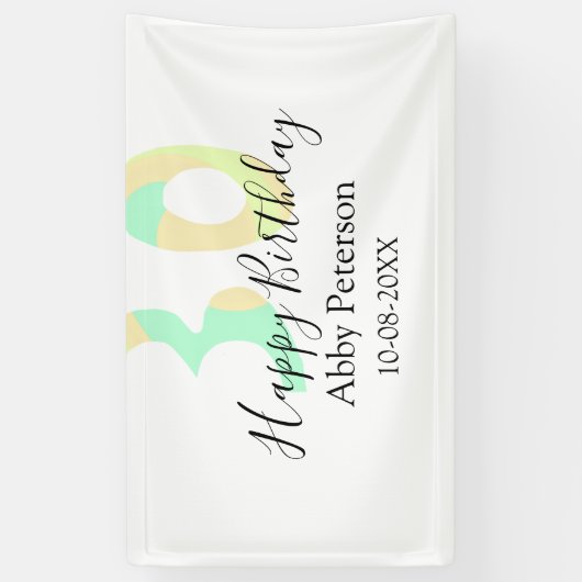 30th birthday bold letter pastel yellow black retr 横断幕 (縦)