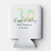 30th birthday bold letter pastel yellow black retr 缶クーラー (裏面)