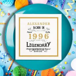 30th Birthday Born 1996 White Gold Legend スタンダードカクテルナプキン