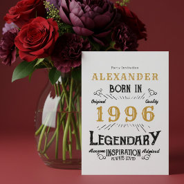 30th Birthday Born 1996 White Gold Retro Vintage 招待状