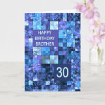 30th Birthday Brother、ブルースクウェア カード<br><div class="desc">兄弟の30歳の誕生日カード。カードを持つハッピーバースデーをエレガント望む。青と紫の四角が組み合わされてバースデカッコいいィーカードを男らし作る。</div>