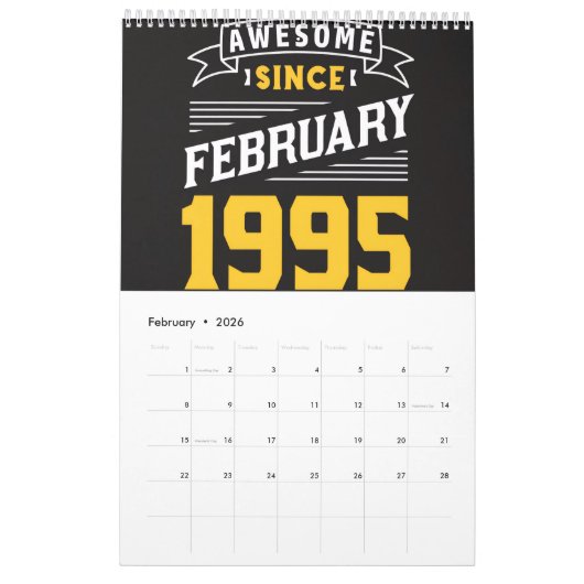 30th Birthday Calendar カレンダー (2月 2026)