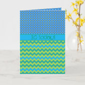 30th Birthday Card:マゼンタとブルーのパターン カード (黄色い花)