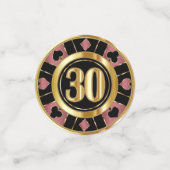 30th Birthday Casinoトランプのポーカーチップ – バラ金ゴールド コンフェッティ (スモール正面)