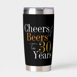 30th Birthday Cheers and Beers Black Gold Party 保温保冷タンブラー