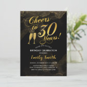 30th Birthday - Cheers To 30 Years Gold Black 招待状 (スタンド正面)