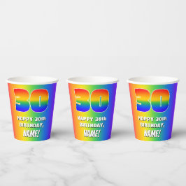 30th Birthday: Colorful, Fun Rainbow Pattern # 30 紙コップ