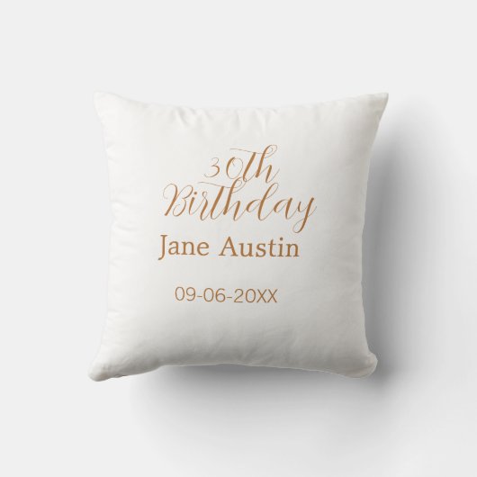 30th birthday copper brown simple stylish name dat クッション (裏面)
