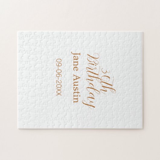 30th birthday copper brown simple stylish name dat ジグソーパズル (横)