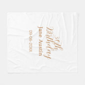 30th birthday copper brown simple stylish name dat フリースブランケット (正面(横))