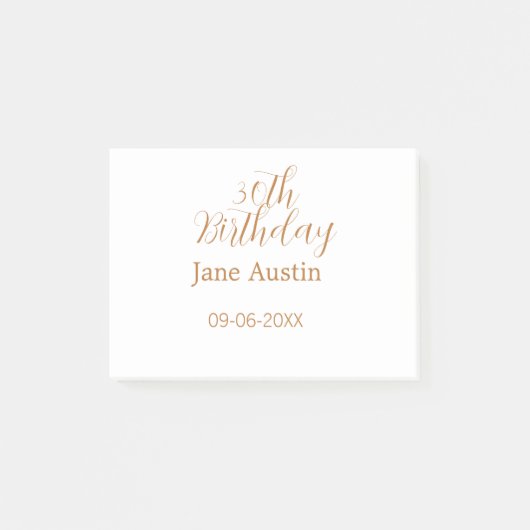 30th birthday copper brown simple stylish name dat ポストイット (正面)