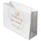 30th birthday copper brown simple stylish name dat ラージペーパーバッグ (裏面アングル)