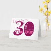 30th Birthday daughter, burgundy, pink text white カード (黄色い花)