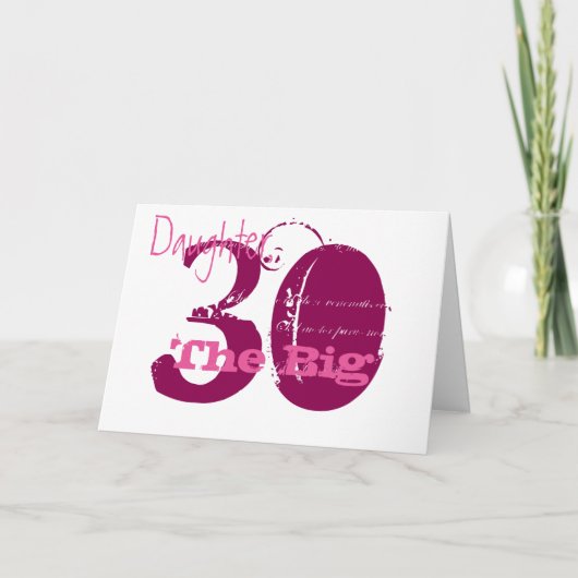 30th Birthday daughter, burgundy, pink text white カード (正面)