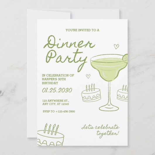 30th Birthday Dinner Party Custom Invitation 招待状 (正面)