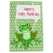 30th Birthday Frog on水玉模様 ミディアムペーパーバッグ (正面)