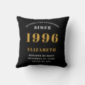 30th Birthday Gift Personalized 1996 Black Gold クッション (裏面)