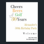30th Birthday Golf応援ビアーズパーティーへようこそ ポスター<br><div class="desc">ゴルフクール応援とビールテーマと30歳の誕生日デザイン。白と黒モダンのクラシックでミニマル、緑、オレンジ、金ゴールド色のタイポグラフィのポップを持つ、デザイン。お客様を迎えるクールための理想的なおもしろい、ゴルフとビールをテーマにした30歳の誕生日パーティー。30年に「応援、ビール、ゴルフ」というメッセージがあり、あなたの名前、年齢、パーティー情報を追加する宇宙がある。このデザインは完全にカスタマイズ可能で、単にパーソナライズこのボタンを使用してお祝い詳細を追加する。色またはフォントを変更するには、デザイン編集ツールをチェックアウトする。パーソナもしリ救済ゼーション、マッチング製品、またはzazzleチャットや電子メールを介したカスタムデザインの私のための必要がある： ursuladawnmoon@gmail.com</div>