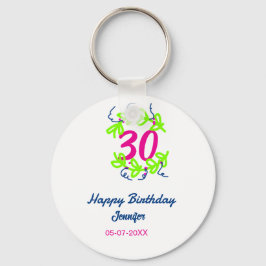 30th birthday green blueリース名date rustic b キーホルダー