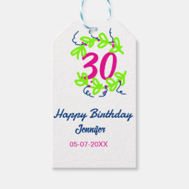 30th birthday green blueリース名date rustic b ギフトタグ