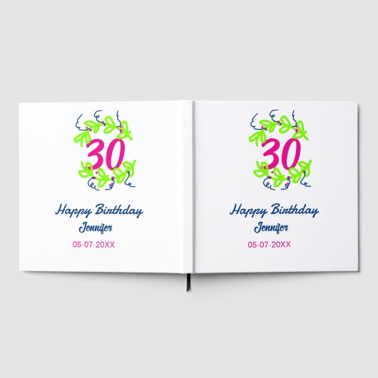 30th birthday green blueリース名date rustic b ゲストブック (全面)