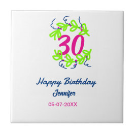 30th birthday green blueリース名date rustic b タイル