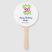 30th birthday green blueリース名date rustic b ハンドファン (裏面)