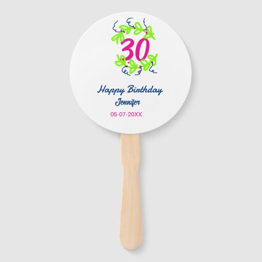 30th birthday green blueリース名date rustic b ハンドファン (正面)