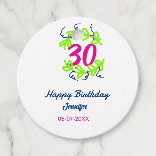 30th birthday green blueリース名date rustic b フェイバータグ (正面)