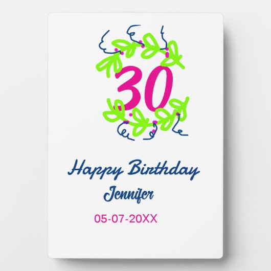 30th birthday green blueリース名date rustic b フォトプラーク (正面)