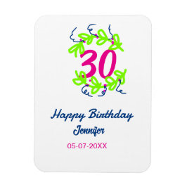 30th birthday green blueリース名date rustic b マグネット