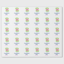 30th birthday green blueリース名date rustic b ラッピングペーパー