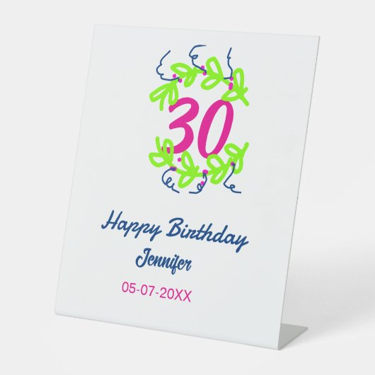 30th birthday green blueリース名date rustic b 台座サイン (正面)