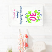 30th birthday green blueリース名date rustic b 横断幕 (インサイチュ)