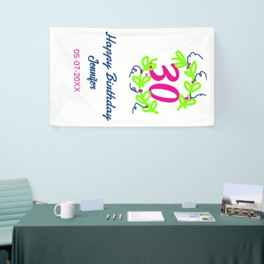 30th birthday green blueリース名date rustic b 横断幕 (トレードショー)