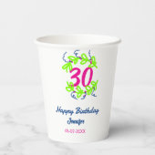 30th birthday green blueリース名date rustic b 紙コップ (裏面)