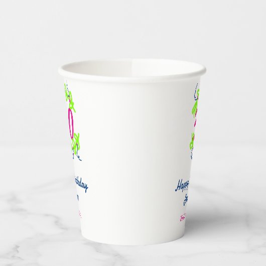 30th birthday green blueリース名date rustic b 紙コップ (左)